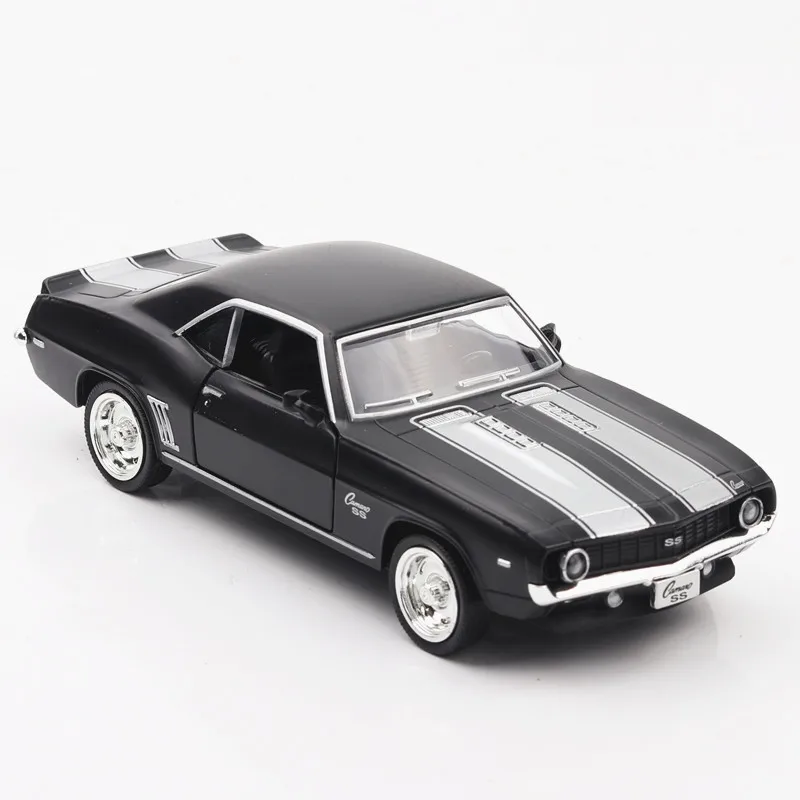 5 Inch High Simulation Toy Vehicles Diecaste Metal Alloy Car for Chevrolet Camaro 1969 Model Toy Vehicles Matte Black for Kids