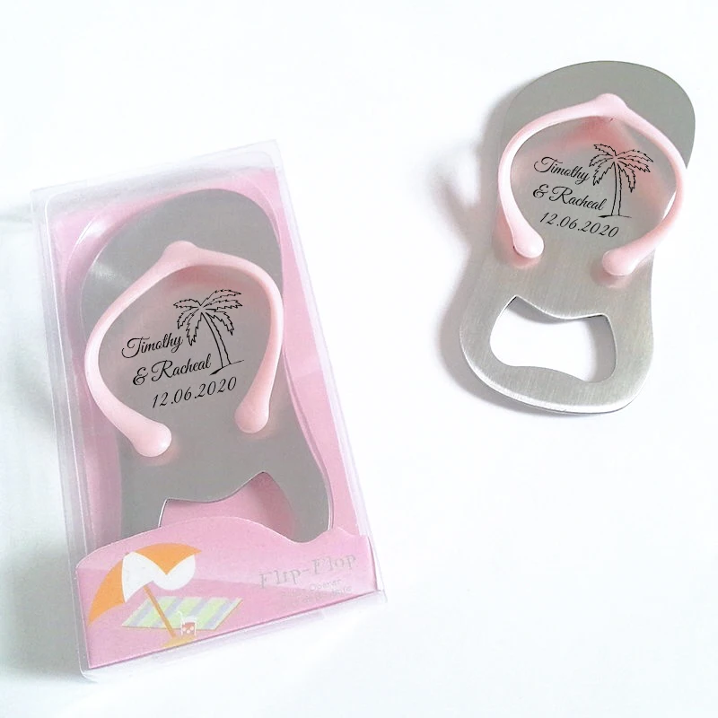 30x пляжные свадебные сувенирные розовые сандалии шлепанцы открывалка для