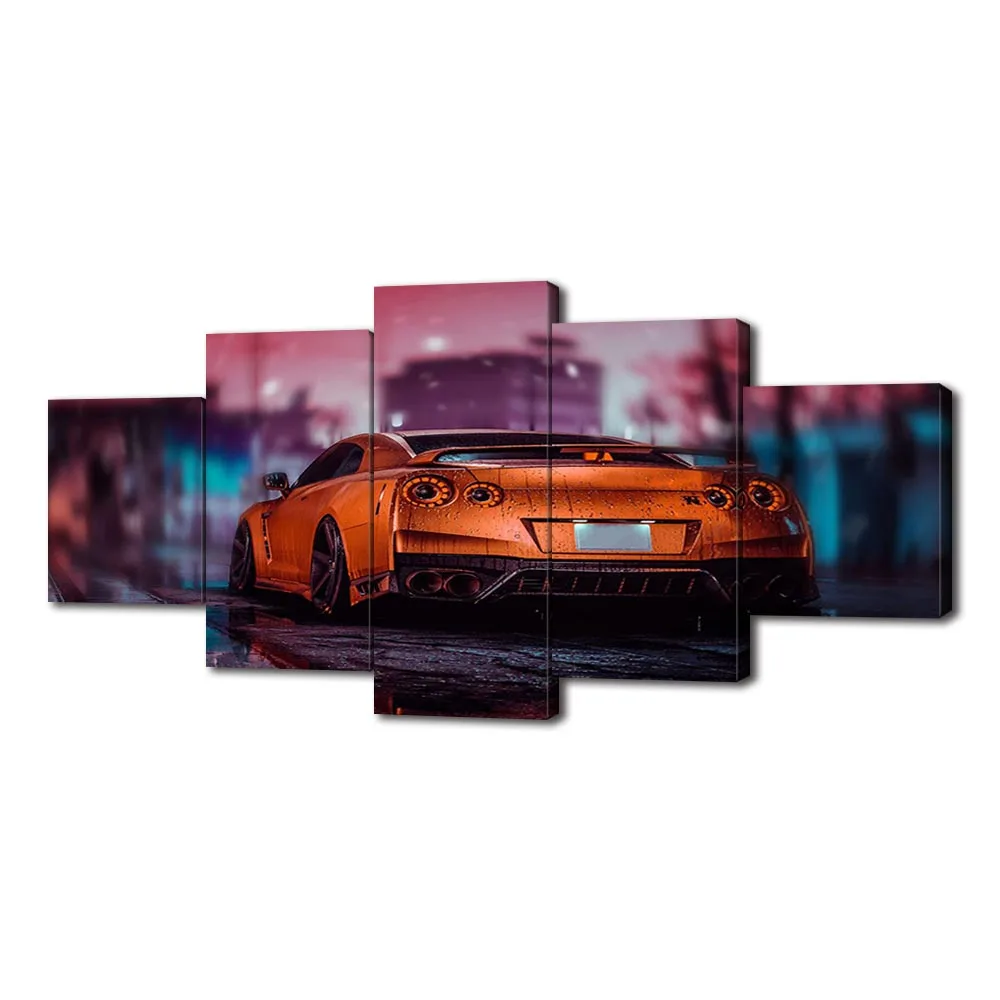 

Modern Canvas Painting Orange Sports Car Posters and Prints Wall Art Picture for Living Room Home Decor with Frame