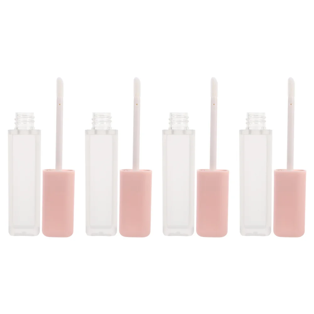 

4 Pcs Square Frosted Lip Gloss Tubes 6ml Lip Containers Set Makeup Bottle