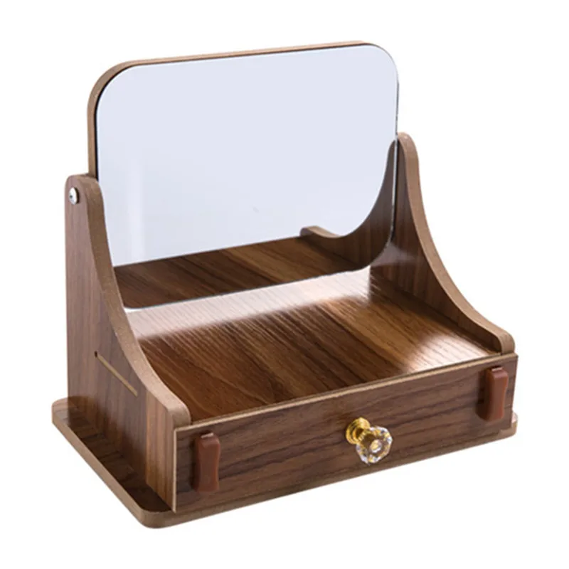Rotating makeup mirror drawer storage Storage Box Home Drawer Mirror Dresser Container Boxes Makeup Skin Care