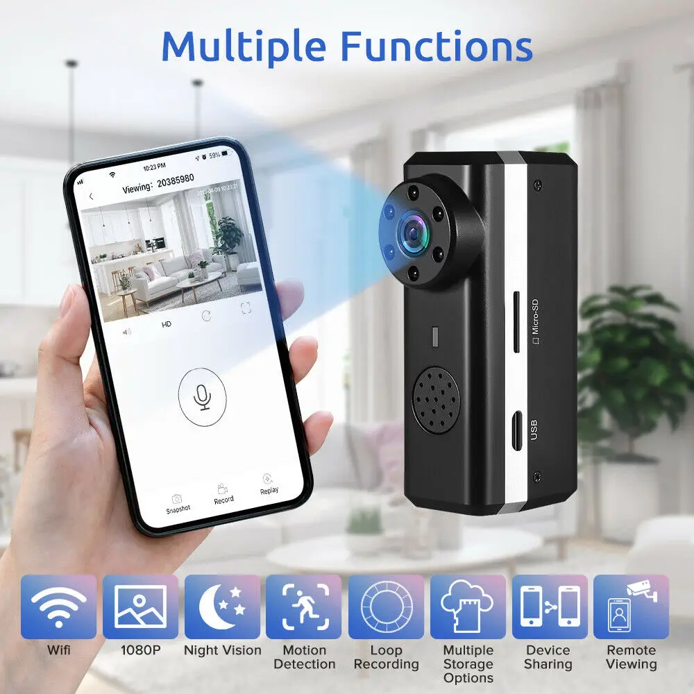 Камера видеонаблюдения CAMSOY Mini инфракрасная камера ночного видения Wi Fi HD 1080P DV DVR