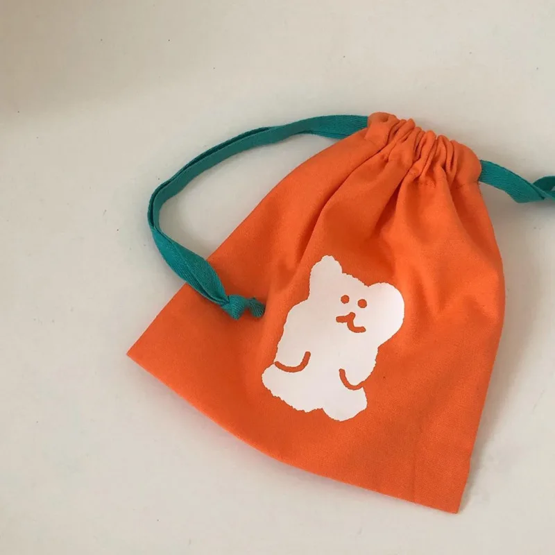 

Kawaii Bear Pencil Cese Fabric Cosmetic Bag Large Capacity Student Canvas Drawstring Storage Bag School Stationery