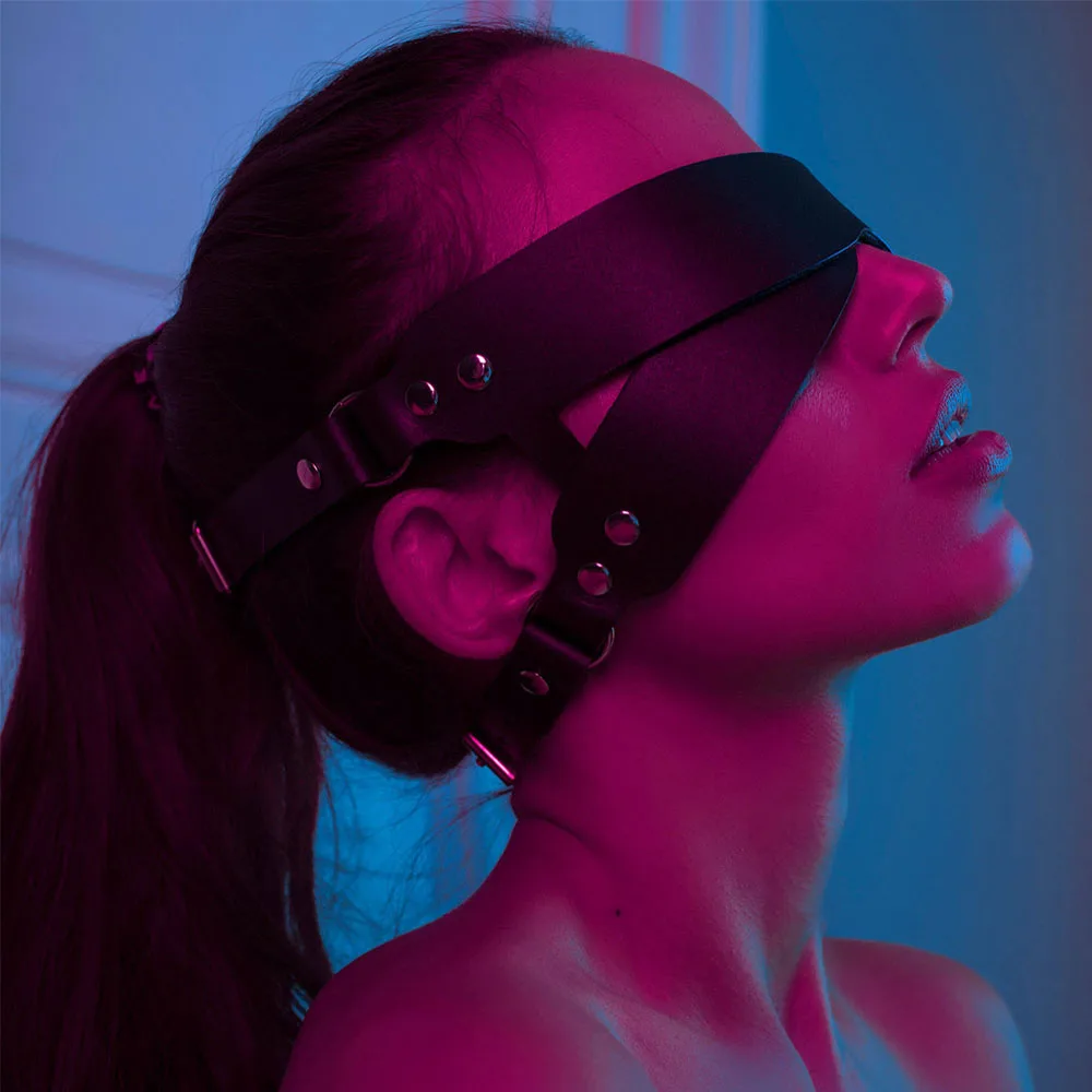 БДСМ маска для глаз секс бондаж взрослые игры парные кожаные ремни износостойкие