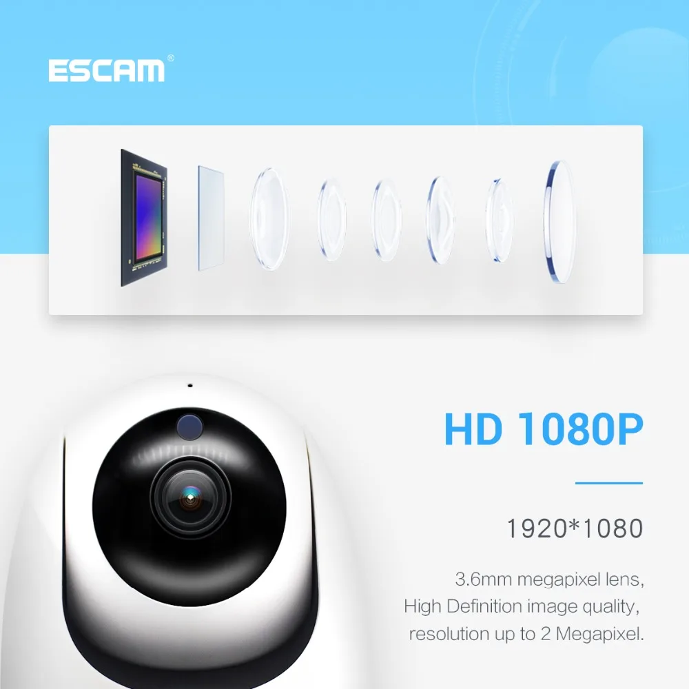ESCAM PVR008 2MP 1080P автоматическое отслеживание беспроводной домофон PTZ IP камера детский монитор