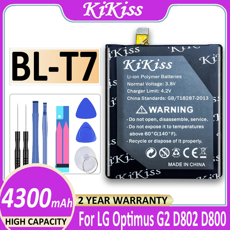 

Original KiKiss Battery BL-T7 4300mAh For LG Optimus G2 D802 D800 D801 VS980 LS980 D803 Bateria + Tracking Number