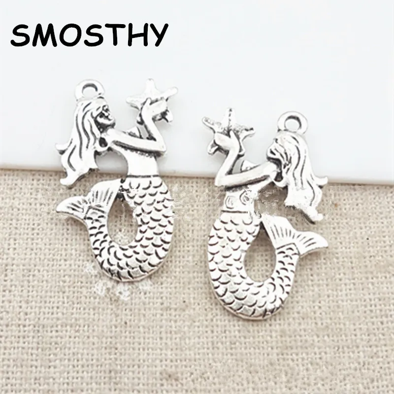 20шт высококачественных сплавных подвесок "Прекрасная русалка" размером 22*31мм для создания украшений своими руками в винтажном стиле сказочных историй аксессуары SMC063.