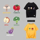 Декоративная аппликация для детской футболки с изображением яблок и баклажанов