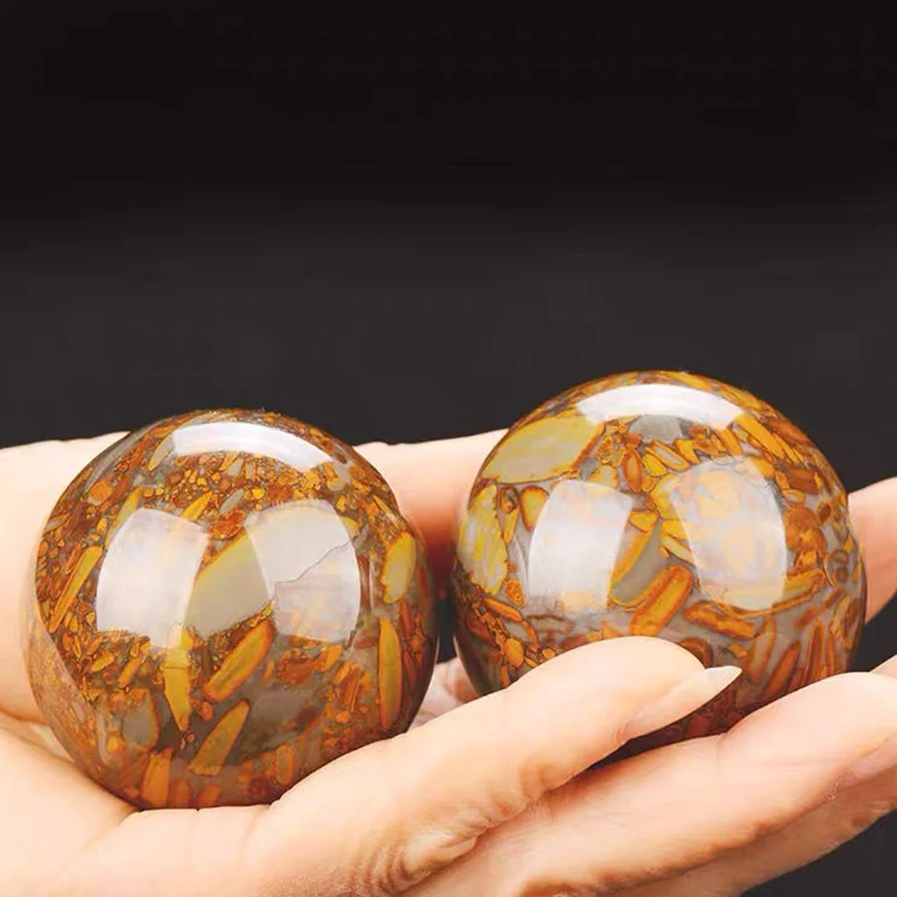 

50mm Natural Polished Nuwa Stone Crystal Ball Specimen Healing Health Exercise Stress Handball 1Pairs