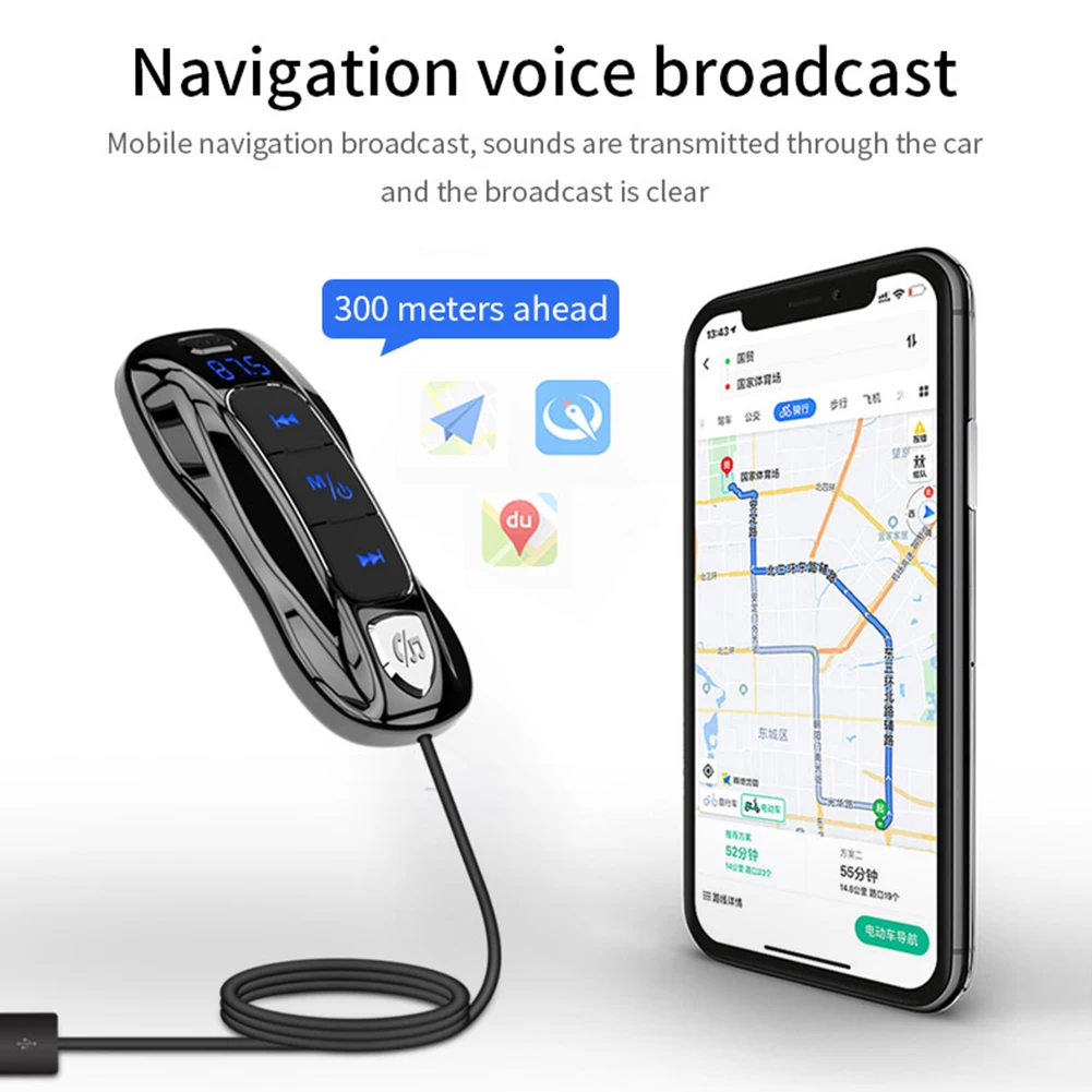 

Bluetooth FM Transmitter MP3 Music Player Easily Installation Car Wireless Hands-Free Call Receiver Personal Car Elements