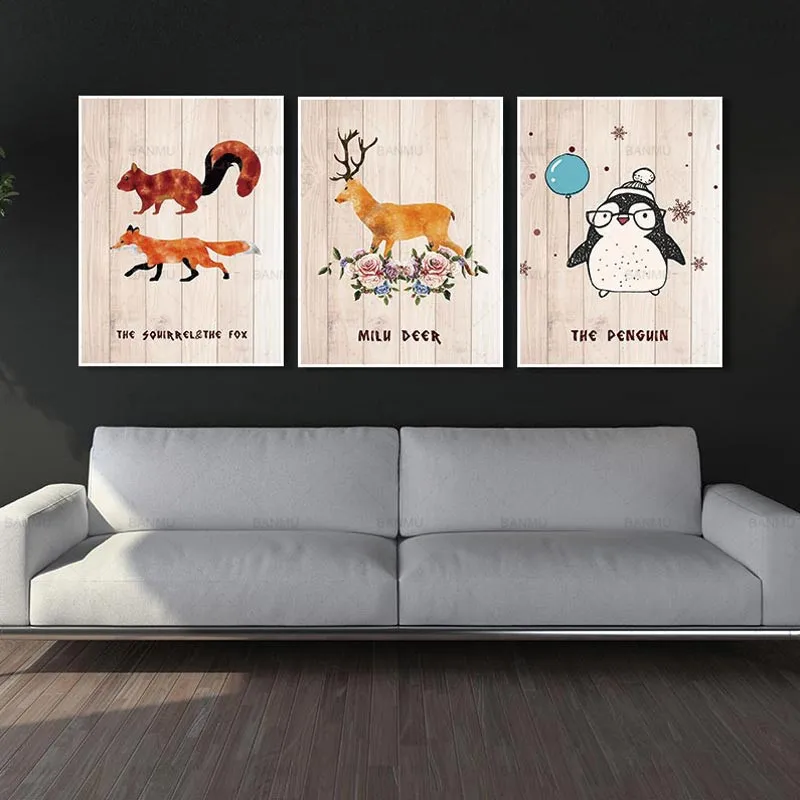 

Art prints canvas painting poster art Animal cartoon wall pictures for living room home no frame home Wall picture