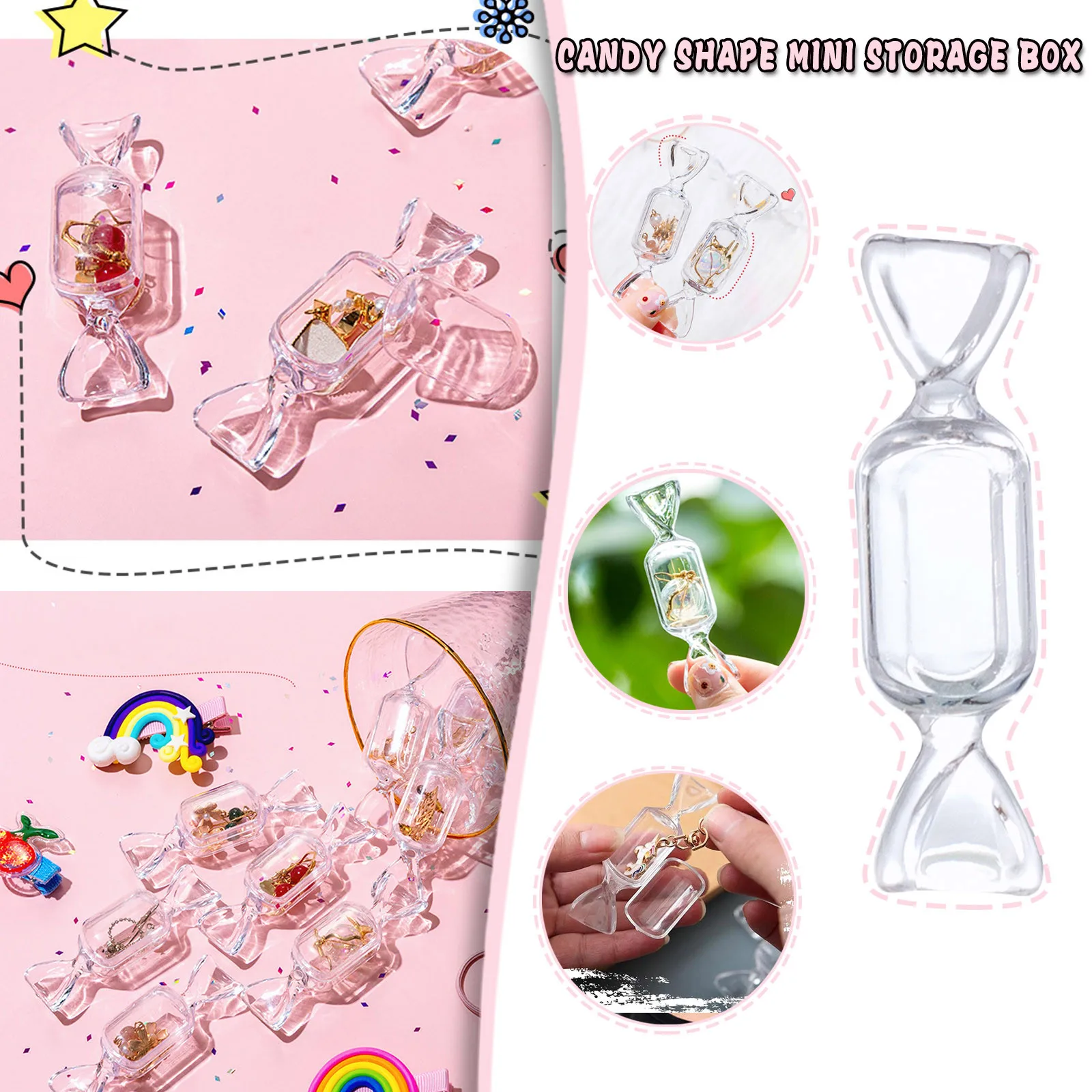 Портативная Милая прозрачная коробка для хранения косметики в форме конфет