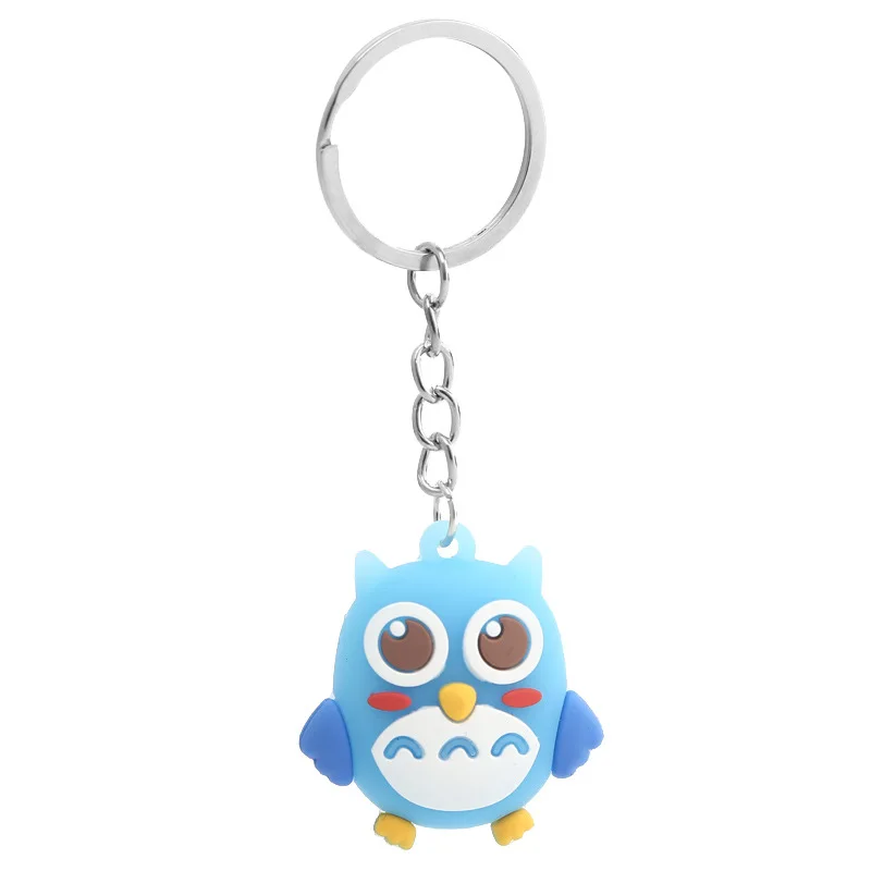 Брелок для ключей в виде совы из мягкого ПВХ голубой розовый 1 шт. | Украшения и