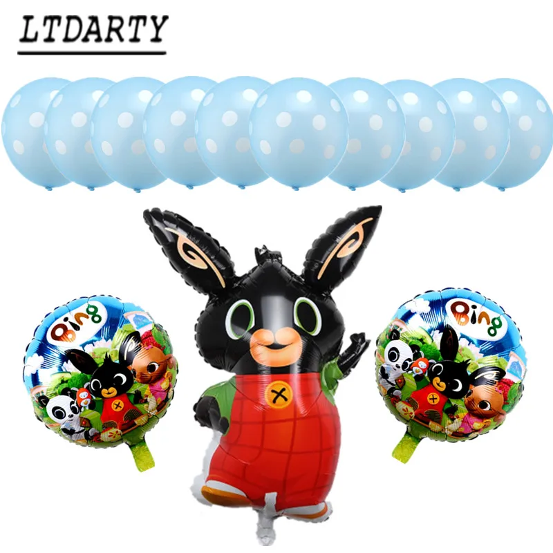 13pcs as picture 15 шт. 86*60 см Bing Банни фольгированные шары мультфильм кролик Воздушные шары 12 дюймов красный черный горошек латексные шары День рождения Декор поставки T - Цвет: 13pcs as picture
