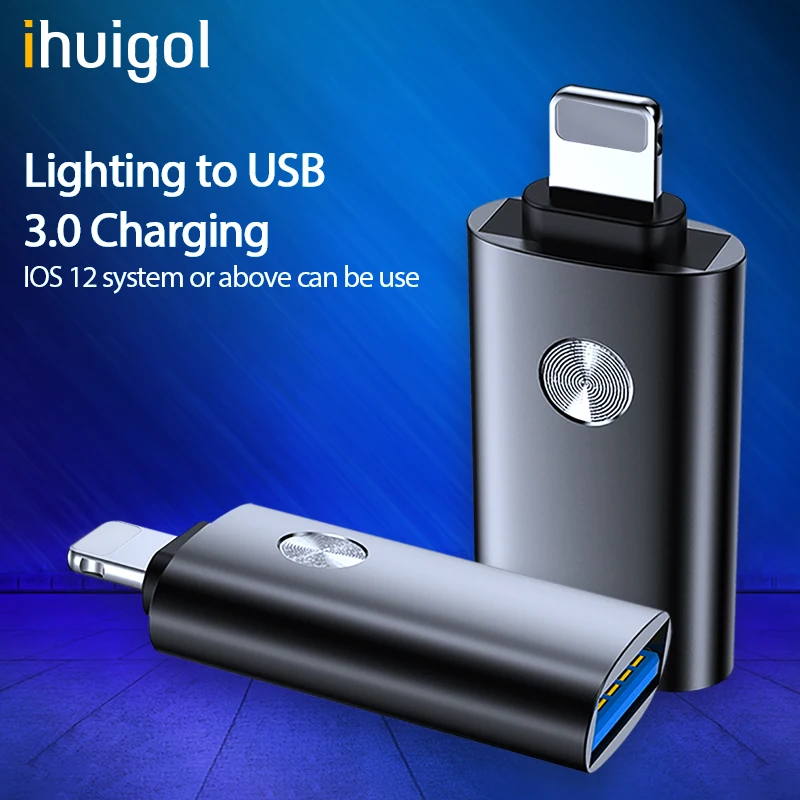 Адаптер ihuigol OTG для iPhone 11 Pro Max X XS XR переходник с подсветкой на USB синхронизации