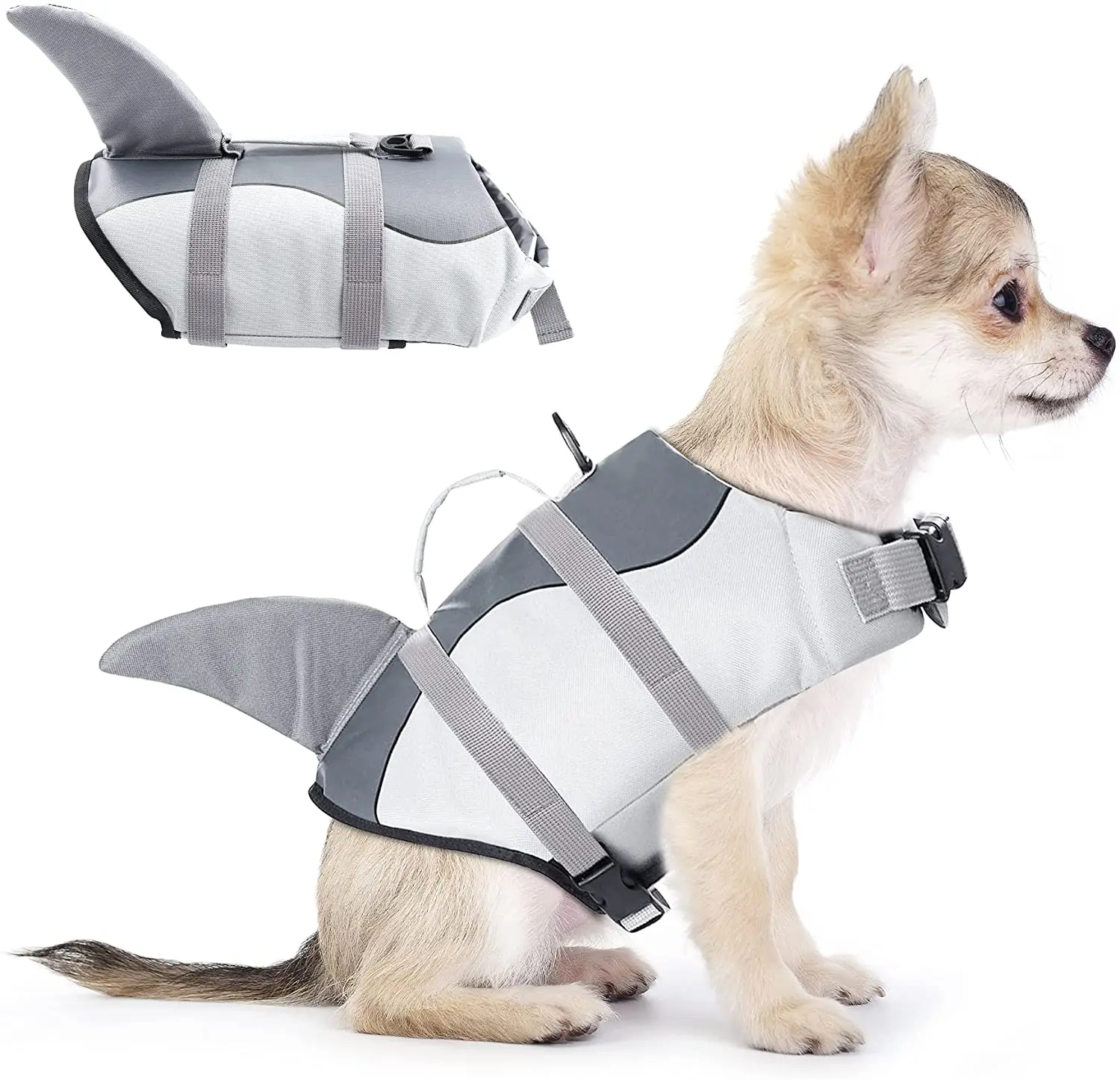 

Newthinking Dog Life Jacket, Dog Summer Swimming Shark Safety Vest for Small Medium Large Dogs With Superior Buoyancy and