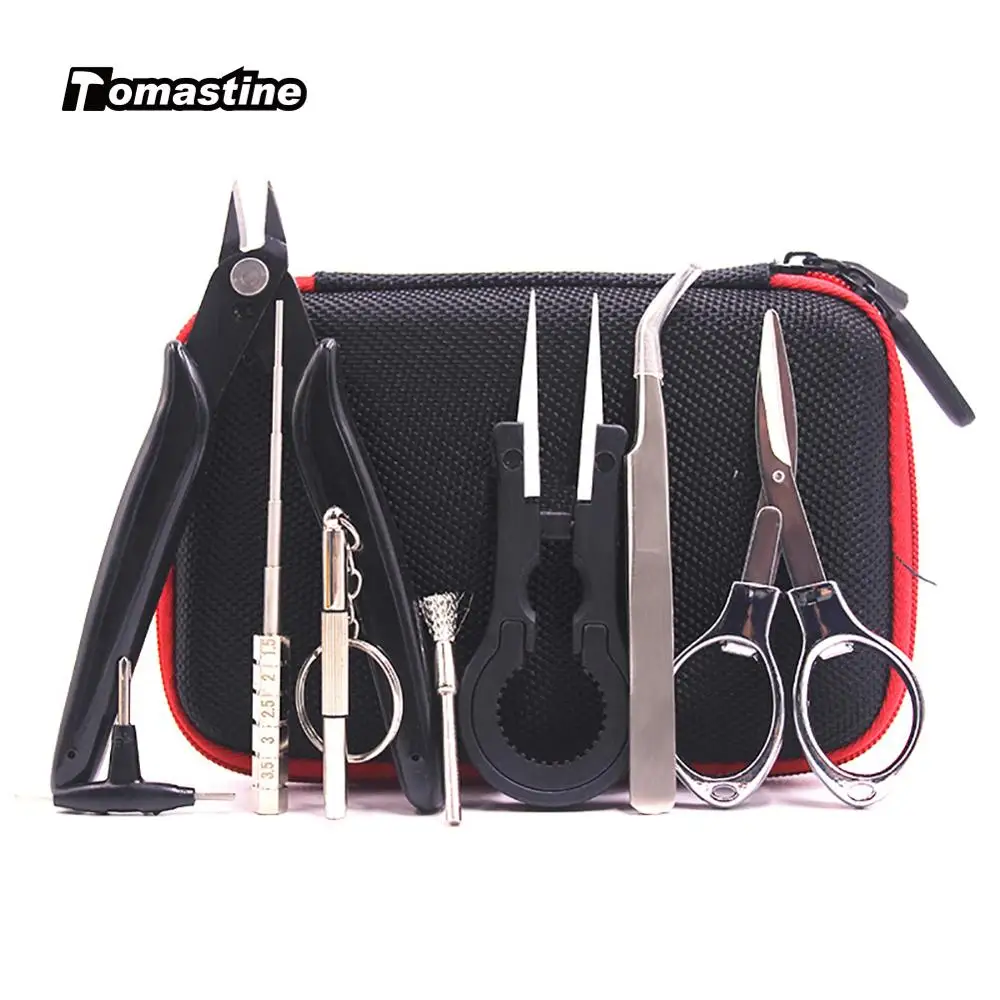 

Electronic 9 in 1 Cigarette DIY Tool Kit Coil jig Tweezers Pliers Repair Tool Kits for Cig Accessories Vape Bag Coiling Kit