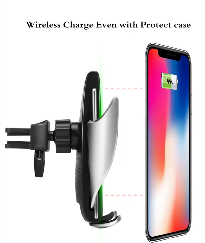 Беспроводное Автомобильное зарядное устройство S5 с автоматическим зажимом