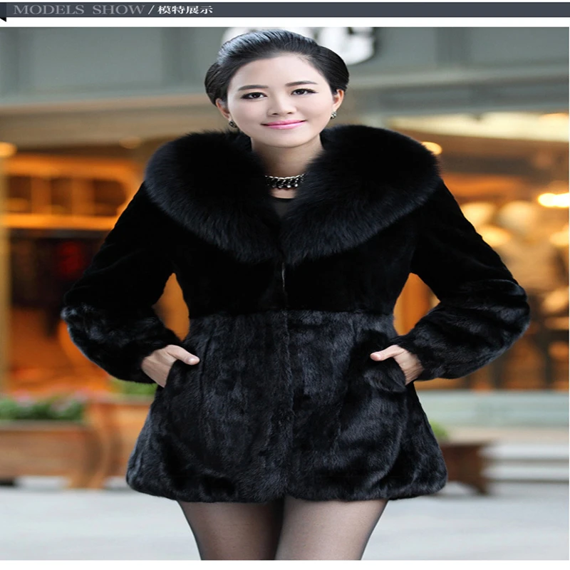 

2020New Faux fur coat women black plus size top jacket autumn winter new Fur collar long sleeve fashion leisure faux fur coat