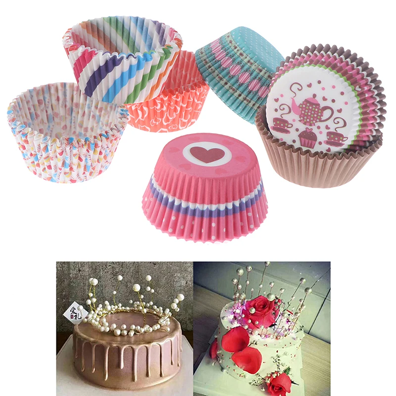 100 шт. домашняя посуда одноразовые бумажные стаканчики для торта чашки кексов