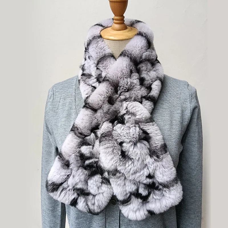 Женский зимний теплый вязаный шарф роскошные женские шарфы из натурального меха