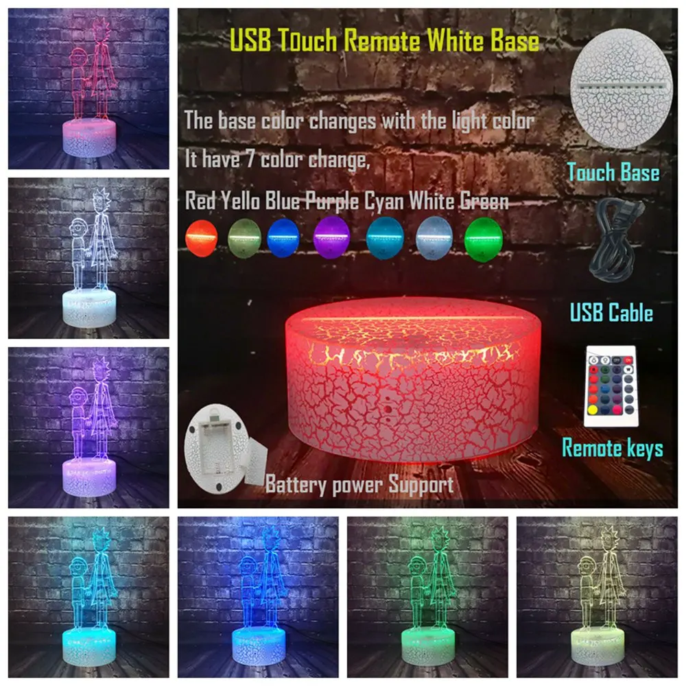 Remote 7 Color Рик и Морти комикс Юмор учёные мультфильм трещина светильник светодиодный 7 цветов изменить безопасный для ребенка спальный ночной Светильник модный детский подарок - Испускаемый цвет: Remote 7 Color