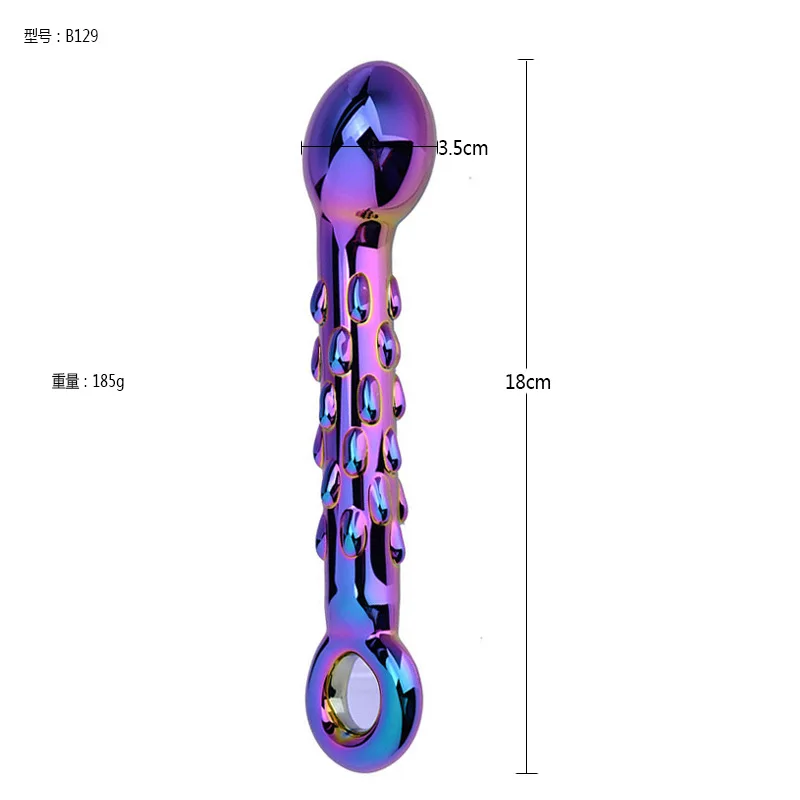 Colorful Crytal Glass Anal Plug Lighted Headed Particles G Spot Wizard Penis Huge Large Dildo For Adult Artificial |