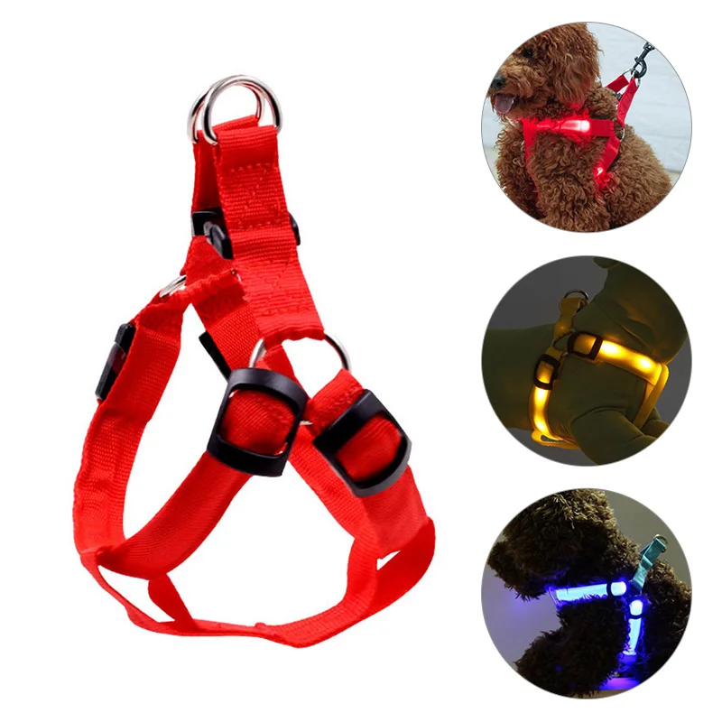

New LED luminous pet chest strap dog harness flashing pet chest strap Luminous dog strap traction chest back J8A5877