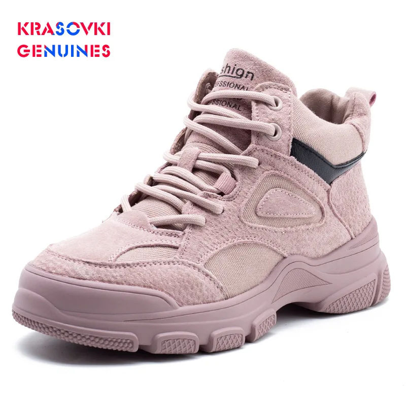 

Krasovki Genuines Sneakers Women Autumn Winter Fashion Dropshipping Round Toe Solid Thick Bottom Mesh Lace Leisure Women Shoes