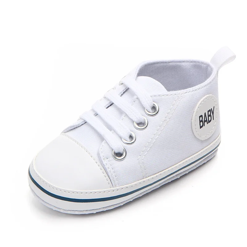 

2021 Baby First Walkers Cute Newborn Kid Canvas Sneakers Baby Boy Girl Soft Sole Crib Shoes Pre Walkers Baby Boy Shoes