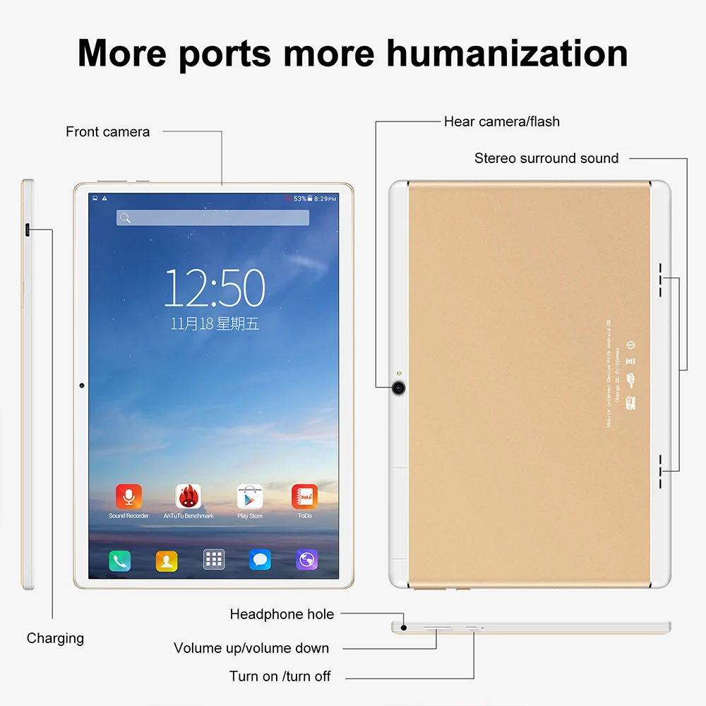 

New 10.1 Inch Tablet Pc MTK6753 Octa Core CPU Android 9.0 2GB+32GB 1280x800IPS Display Dual-card Dual-standby Computer Tablet