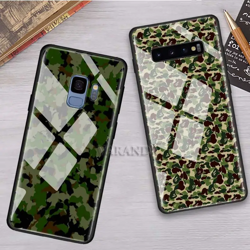 

Camouflage Camo military Army Tempered Glass Case for Samsung Galaxy S10e S10 S9 S8 Plus A51 A50 Note 9 10 5G Glass Phone Cover
