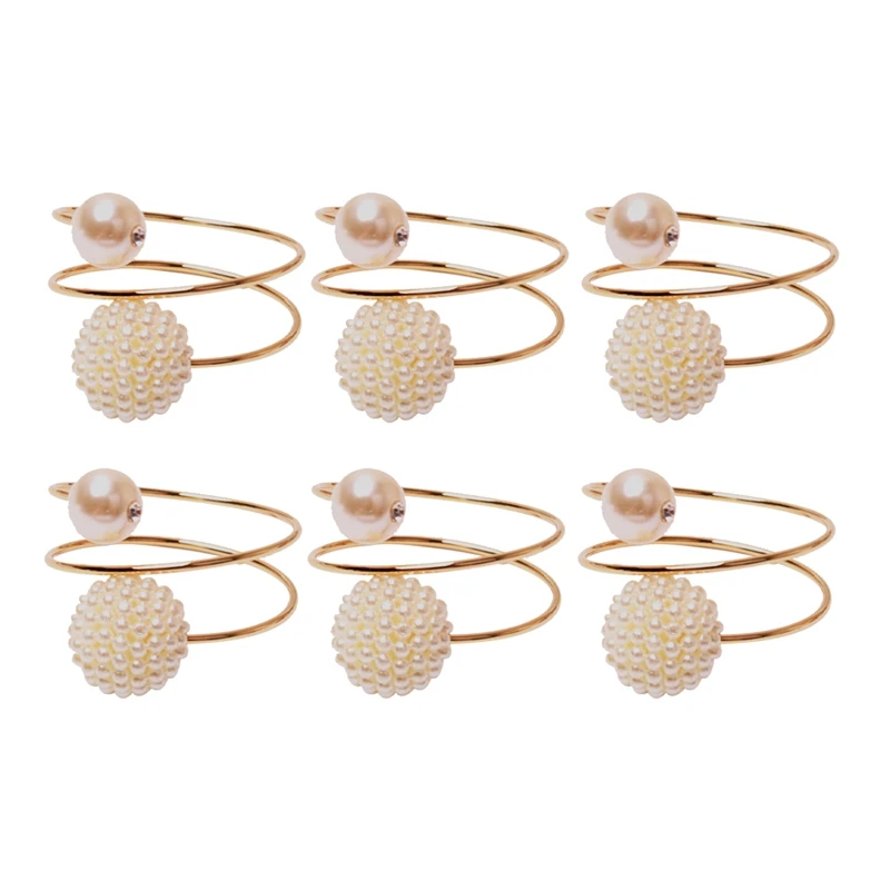 

6Pcs/Lot Wedding Pearl Series Napkin Buckle Bayberry Ball Tissue Ring Napkin Ring