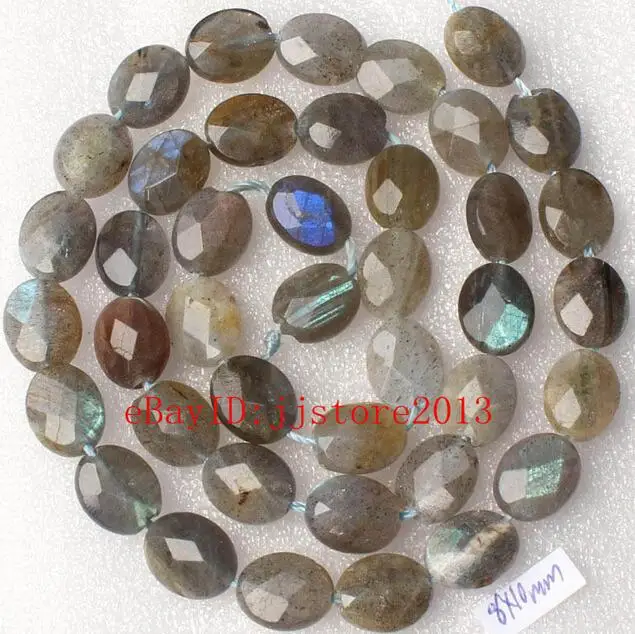 8x10 мм натуральный Граненый Овальный серый Лабрадор нитка с широкими бусинами