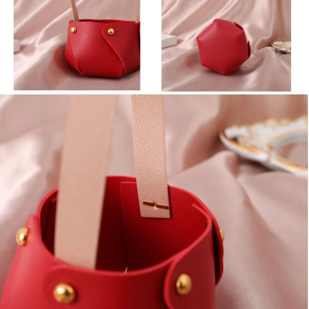 Креативный красочный кожаный портативный пакет для конфет подарочная корзина