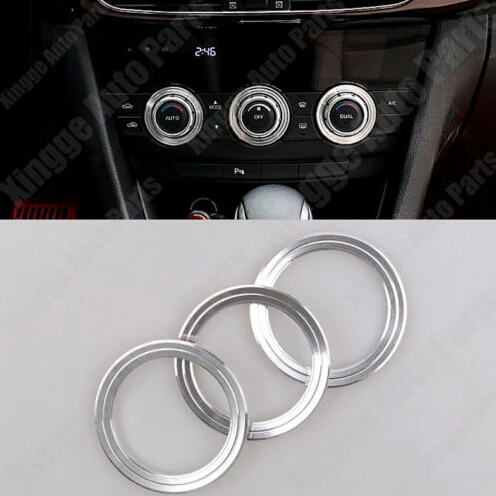 3pcs/set Silver Alloy Interior Car Air Conditioning Control Button Knob Ring Trim Sticker For MAZDA CX-5 CX5 2012-2014 | Автомобили и