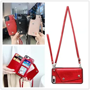 Wallet strap Case for iphone14 13 12 mini 11 pro xs max xr x 7 8  plus cover luxury leather card sho in USA (United States)