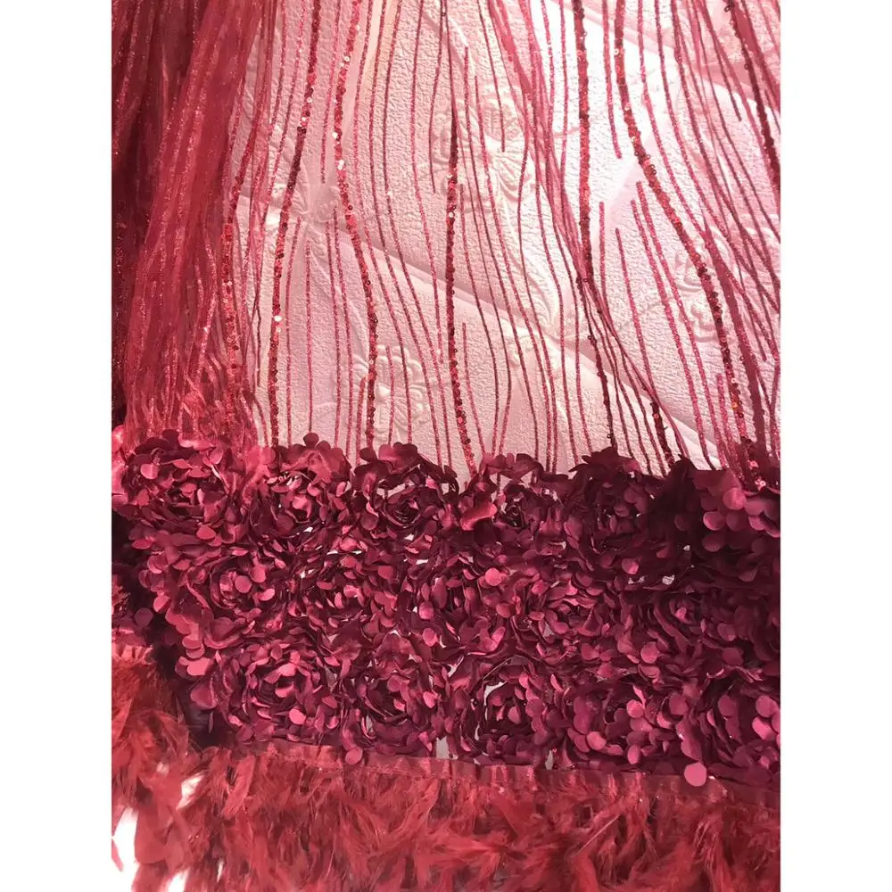 Новый дизайн 3D кружева АФРИКАНСКАЯ кружевная ткань нигерийские ткани с пером