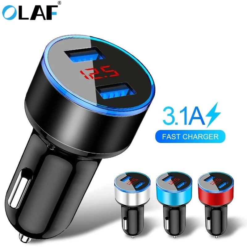 Автомобильное зарядное устройство 3 1 А двойной USB светодиодный цифровой дисплей