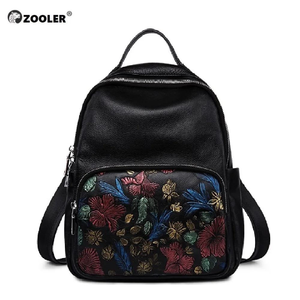 ZOOLER женские кожаные рюкзаки черный унисекс коровья кожа рюкзак для ноутбука