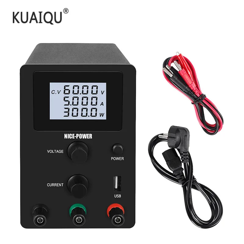 Черный импульсный регулятор напряжения лабораторный источник питания 60 в 5 А