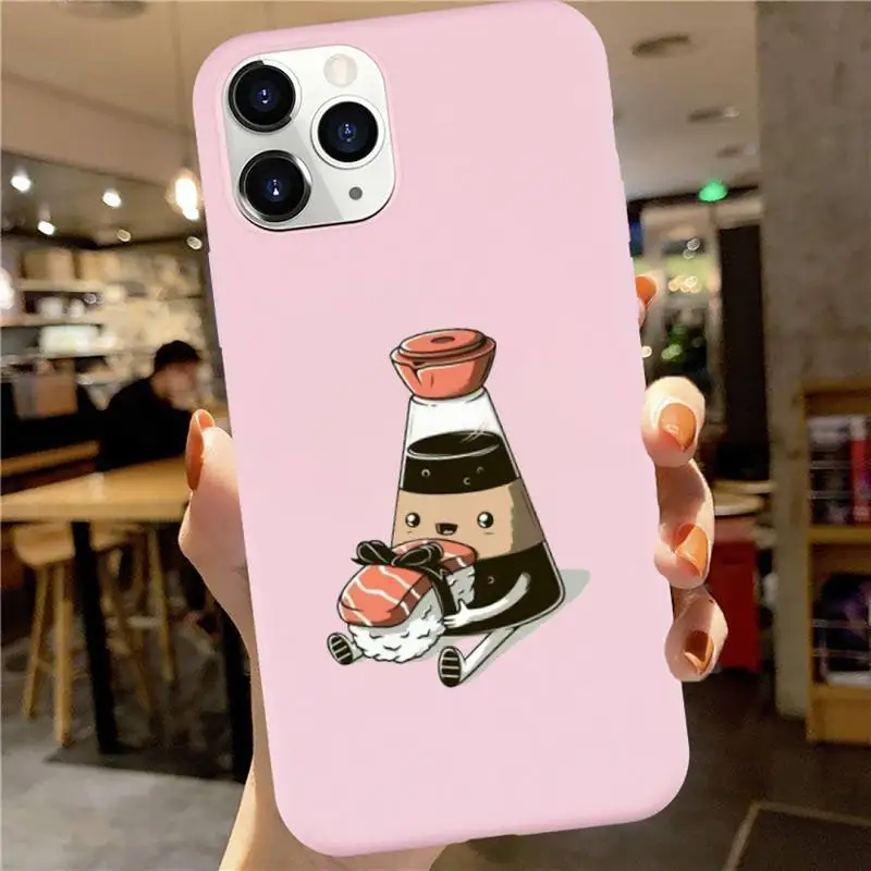 

funny sushi Cute cartoon comic luxury Phone Case funda Candy Color for iPhone 6 7 8 11 12 s mini pro X XS XR MAX Plus