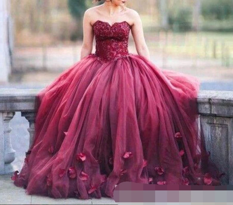 2019 бордовое бальное платье платья принцессы для Quinceanera 15 лет кружевной лиф баска
