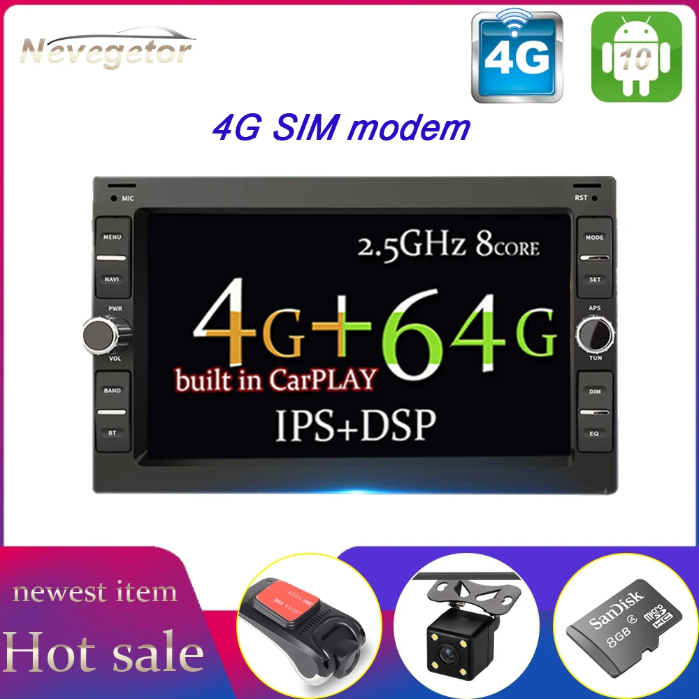 Автомобильный DVD плеер Carplay DSP Android 10 0 2 ГБ + 32 Гб 64 GPS WIFI Bluetooth радио для VW Passat B5 Golf 4 Polo