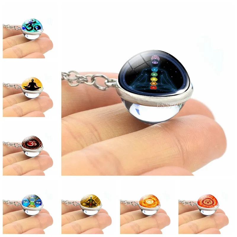 7 чакр исцеляющая цепочка колье для йоги медитация двухстороннее стекло