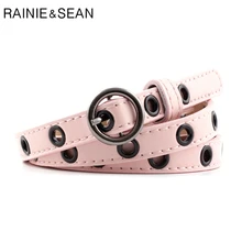 Тонкий женский ремень RAINIE SEAN с круглой пряжкой женские ремни для