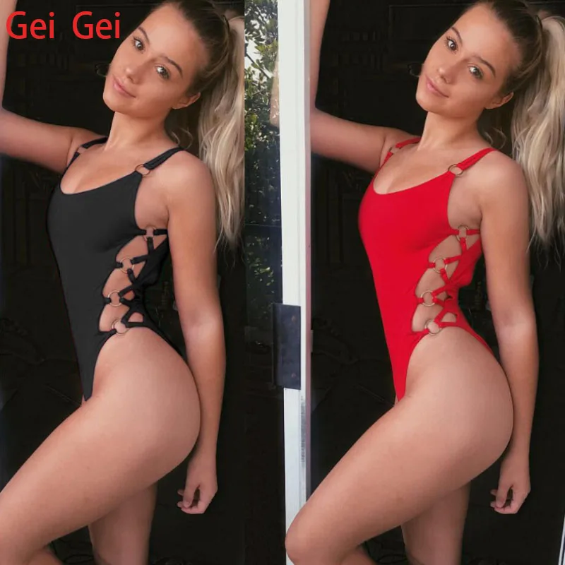 Летний купальник бикини с открытой спиной и кольцом 2020 Женский сексуальный на