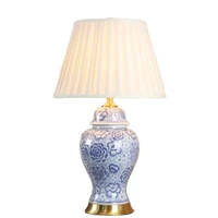 jingdezhen blue and white ceramic table lamp bed room foyer sofa corner luxury modern porcelain desk reading light 190156