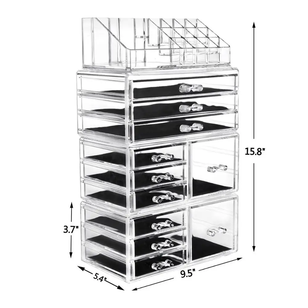 

Cosmetics storage box Plastic dividers cosmetics storage containers Rack Transparent 4Pcs / Set190812206