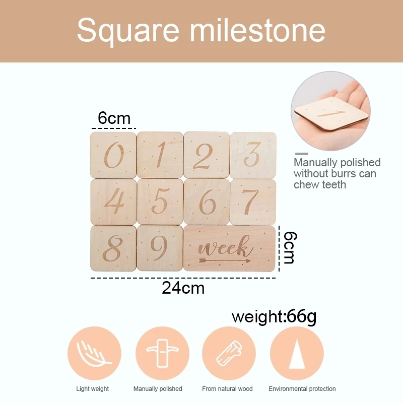 7pcs/set Baby Photography Milestone Cards Wooden Newborn Milestone Card Memorial Monthly Photography Props Kid Toys Souvenir Set